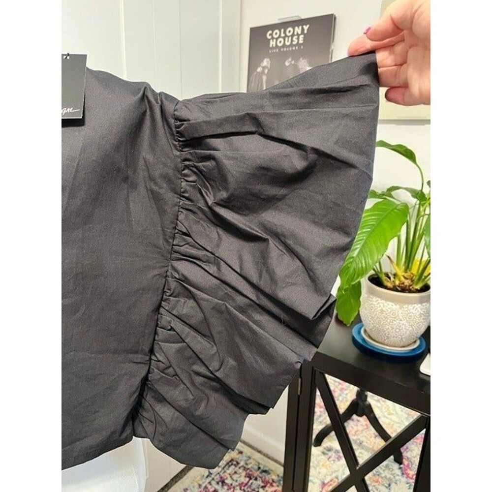 Nwt Nasty Gal Sleeve it With Me Black Cropped Ruffle Blouse Size 8 - Picture 5 of 6